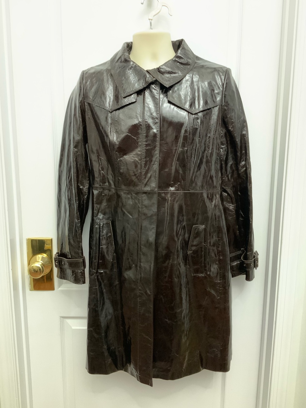 Elie Tahari Women's Dark Brown Leather Trench Coat New w/ Tags